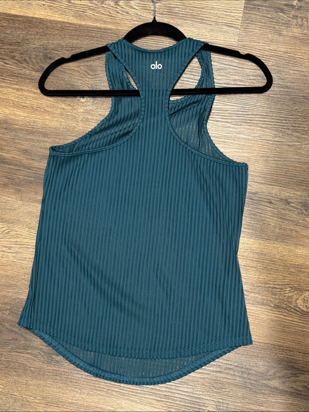 ALO Yoga Ribbed Teal Racerback Tank - Picture 2 of 3